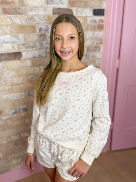 Little Luxies Ditsy Rose Crewneck