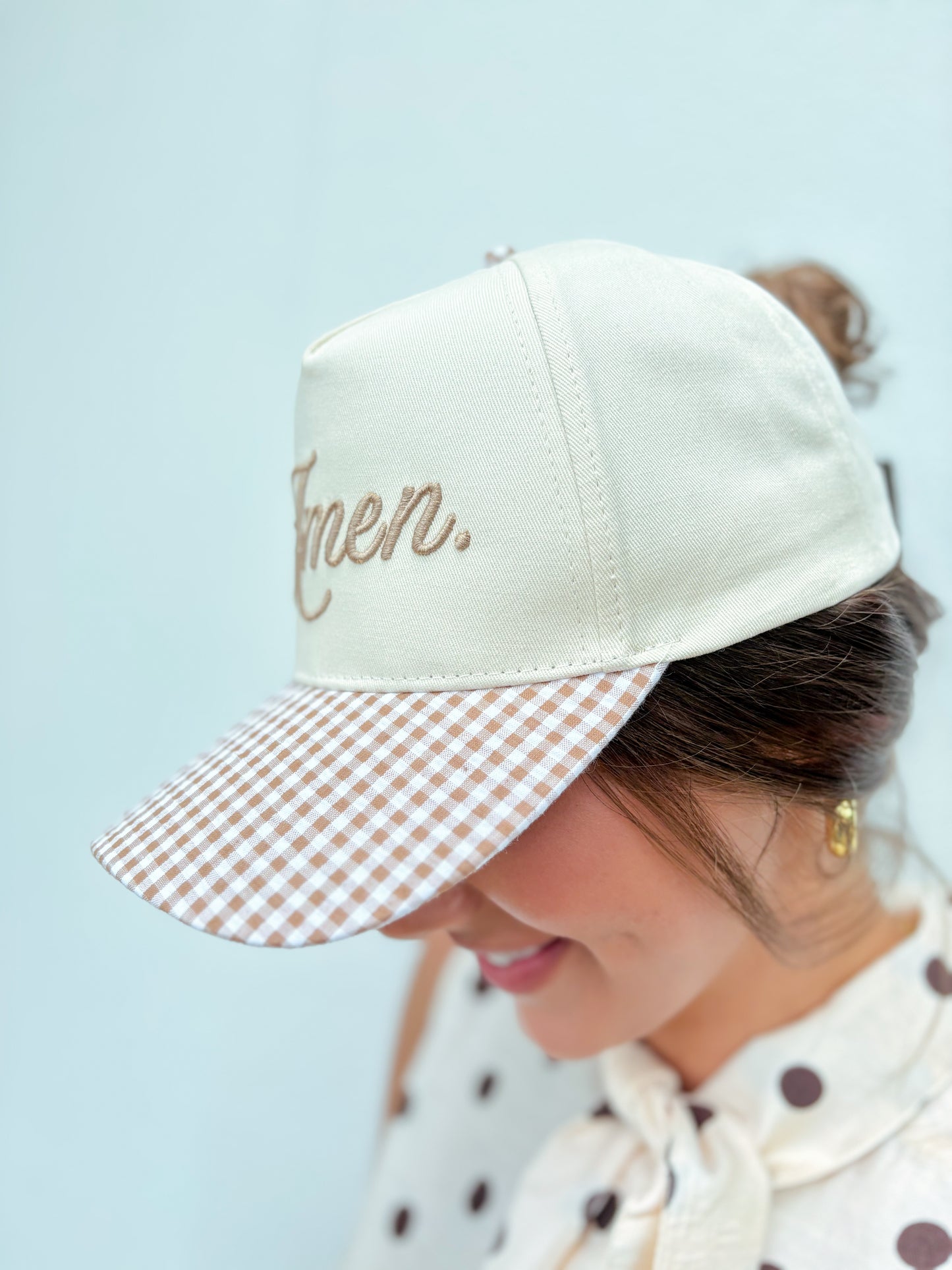 Gingham Amen Trucker Hat