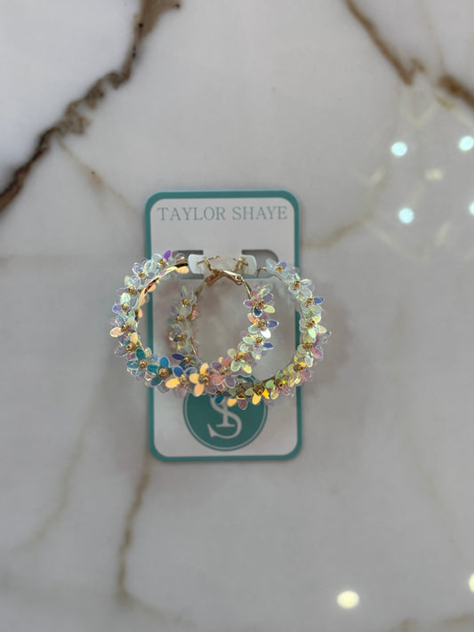 Iridescent Lily Flower Hoops