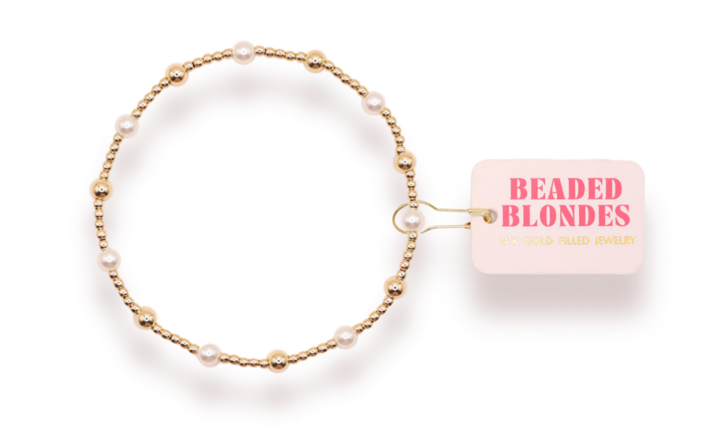 June Beaded Bracelet - Gold/Pearl