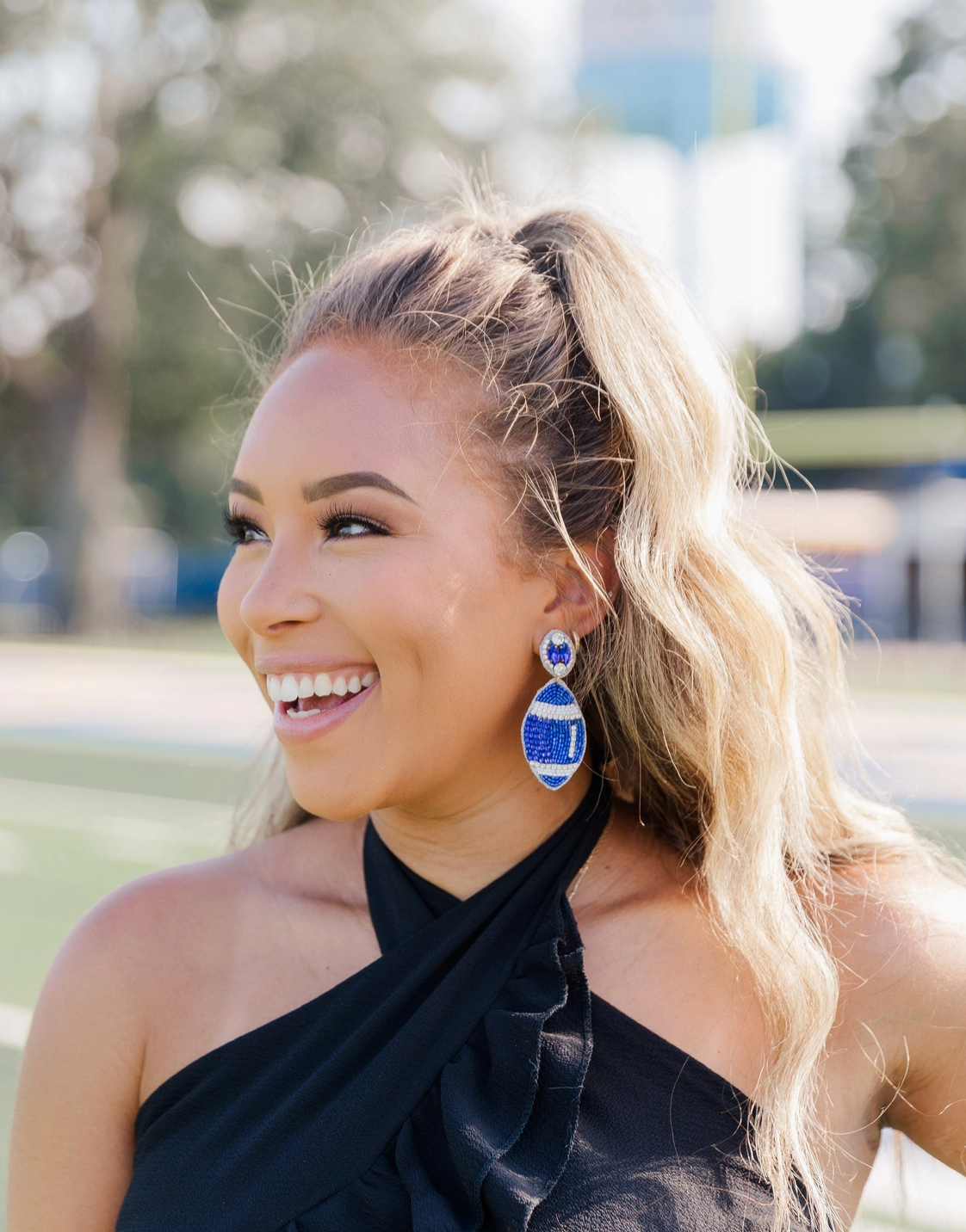 Beaded Footballs - Blue