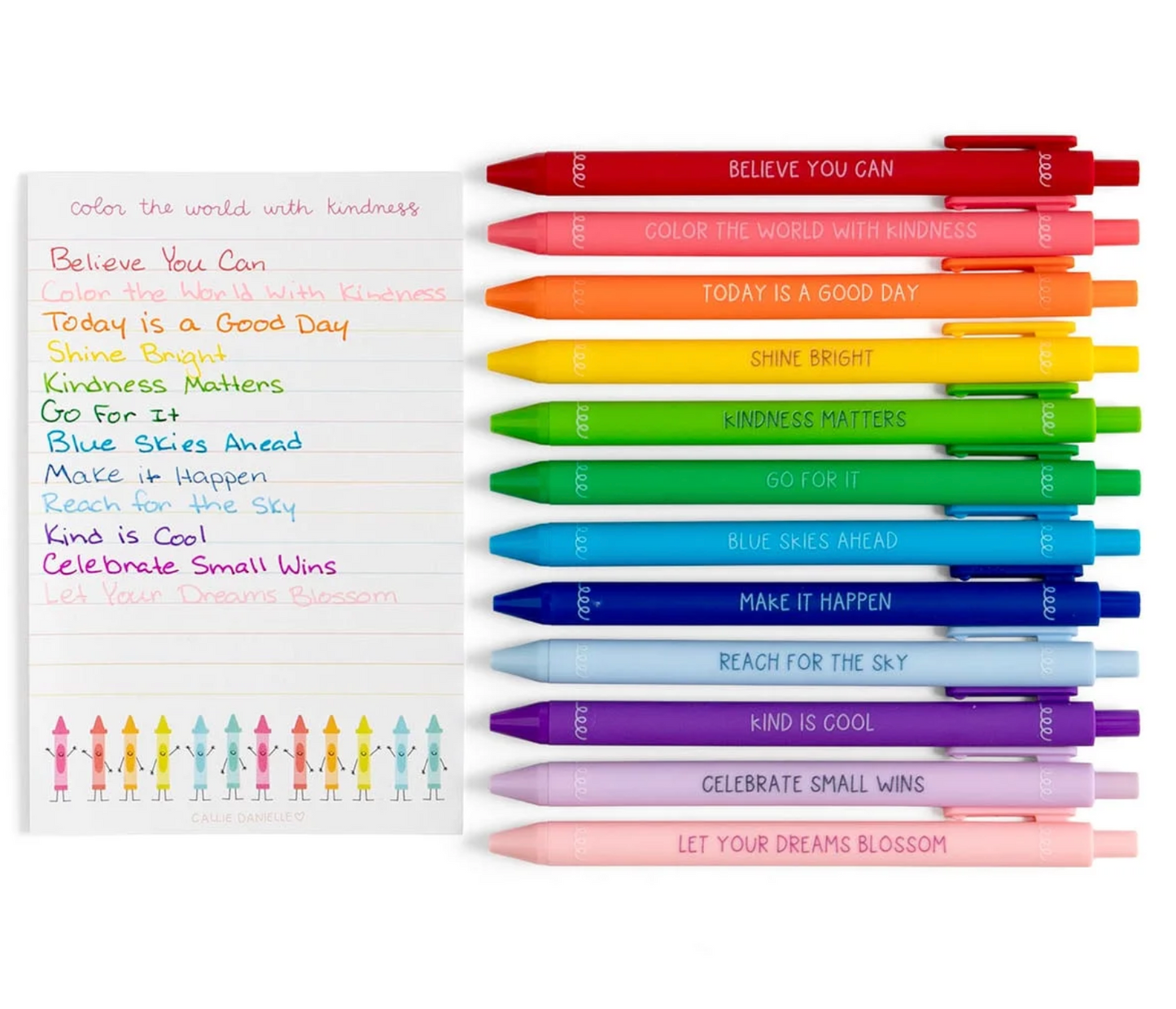 Happy Colors Crayon-Inspired Affirmations Pen Set