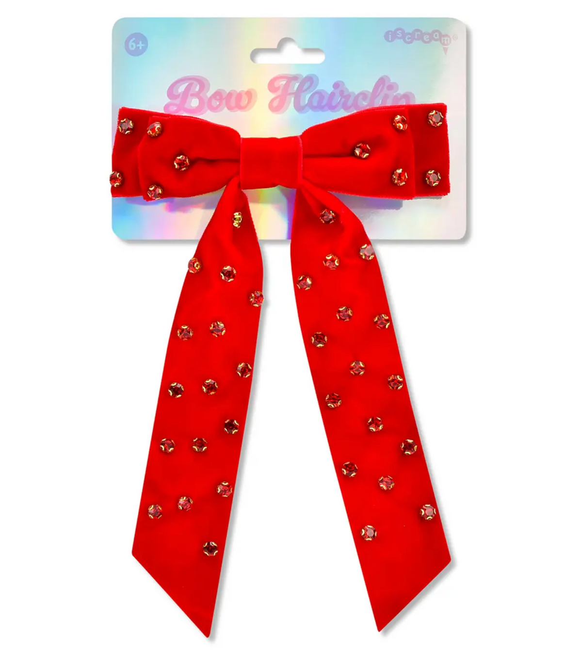 Red Rhinestone Bow Hair Clip
