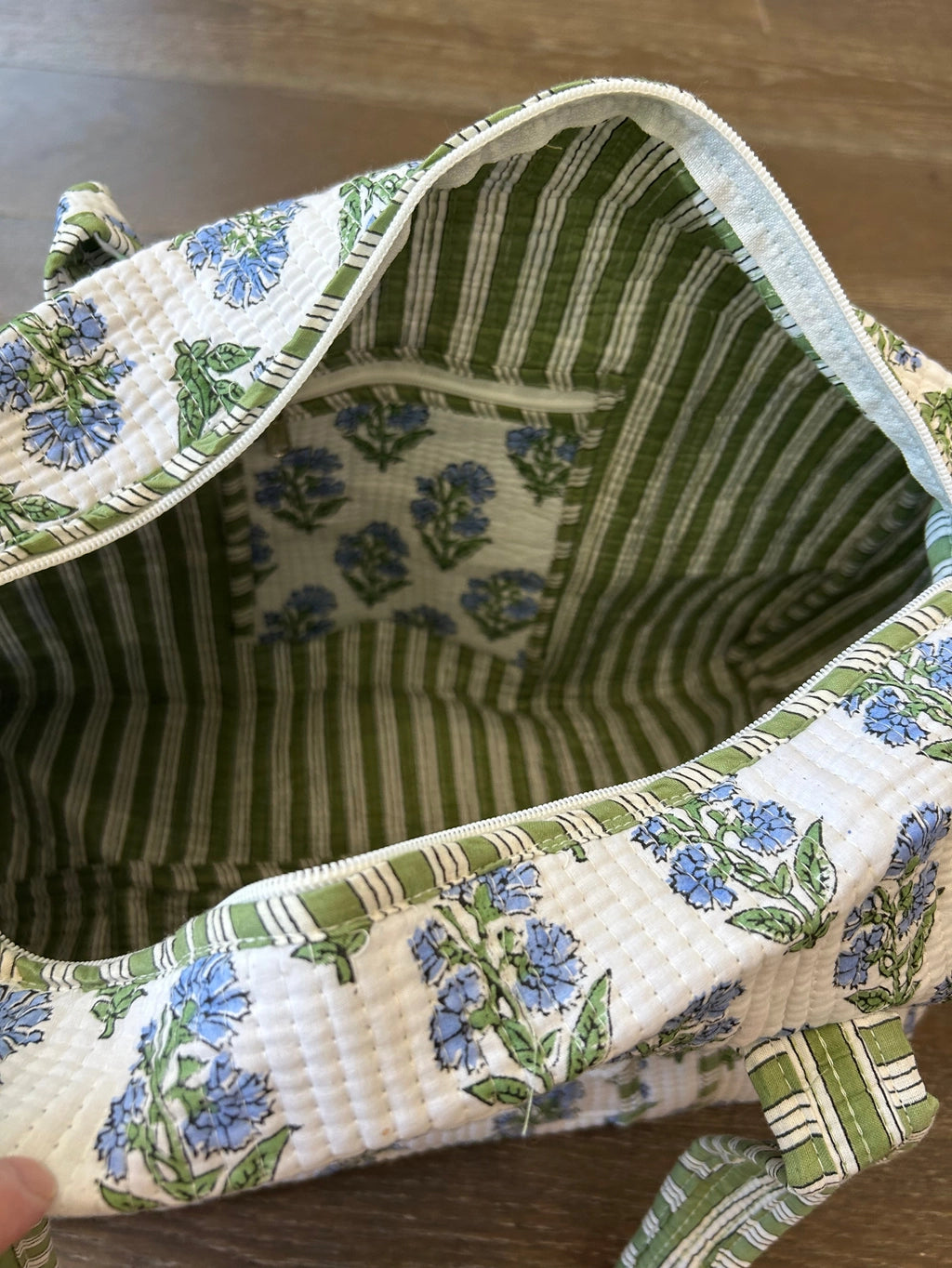 Blue Garden Quilted Duffel