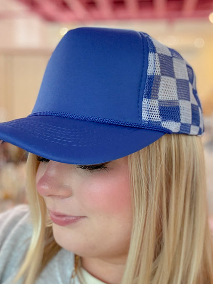 Checkered Blue Hat