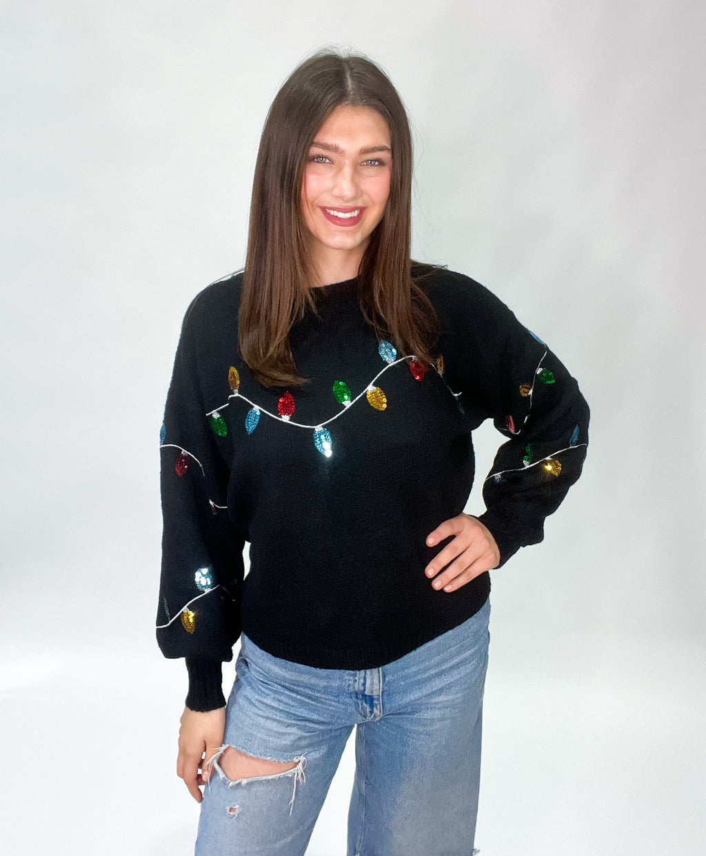 Sequin Christmas Lights Sweater