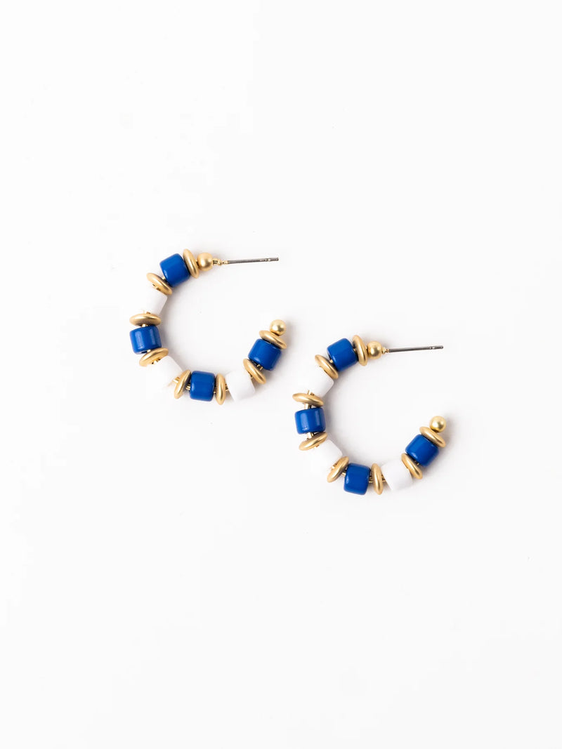 Cara Earrings - Blue/White