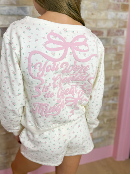 Little Luxies Ditsy Rose Crewneck