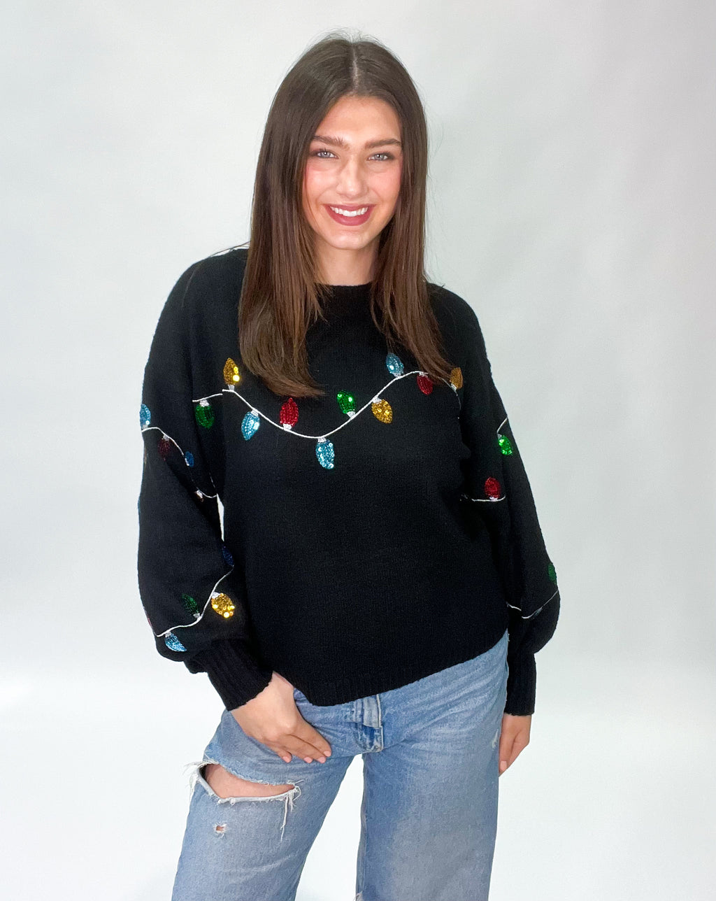 Sequin Christmas Lights Sweater