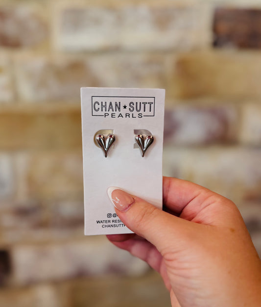 Heart Studs - Silver