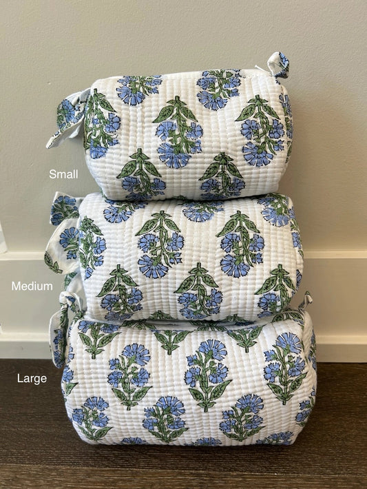 Blue Garden Toiletry Bag - Large