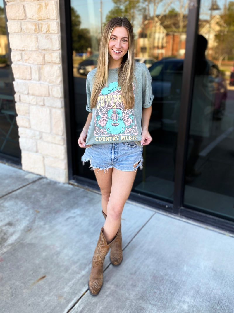 Cowboys & Country Music Graphic Tee - Green