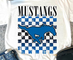 Checkered Mustangs Tee - Youth