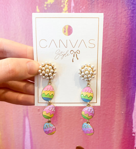 Linked Easter Eggs Enamel Earrings