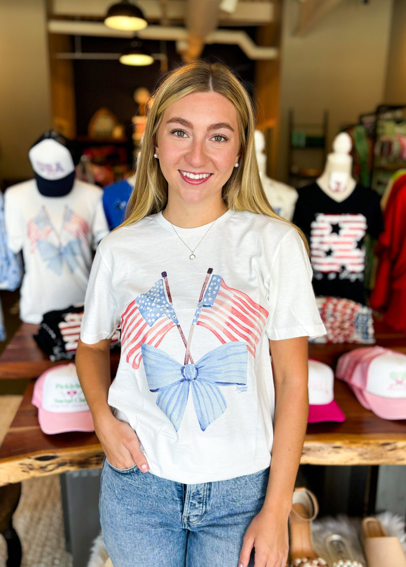 Red White & Bow Tee