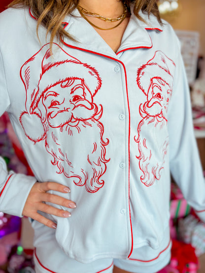 Santa Embroidery PJ Set