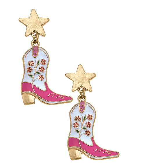 Floral Cowgirl Boot Earrings