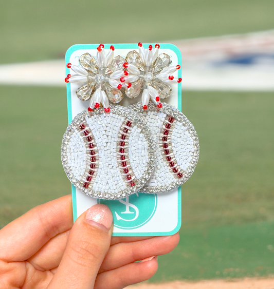 Beaded Baseball Earrings