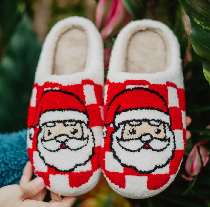 Santa Red Checkered Slippers