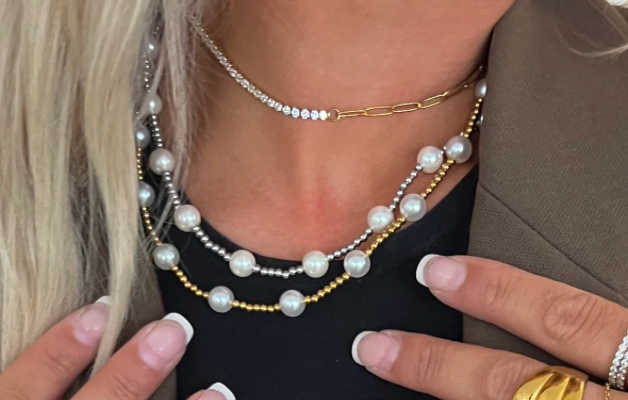 Pearl Beaded Necklace - Gold