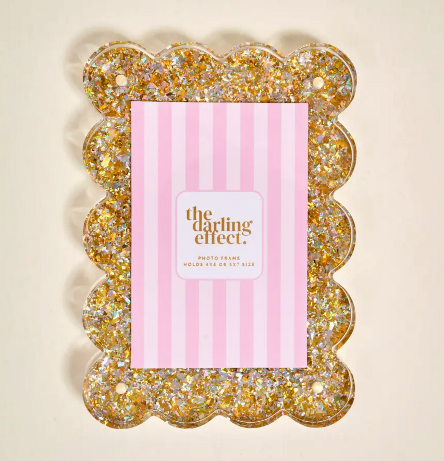 Rectangle Scalloped Acrylic Frame - Gold Glitter