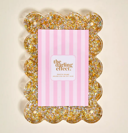 Rectangle Scalloped Acrylic Frame - Gold Glitter