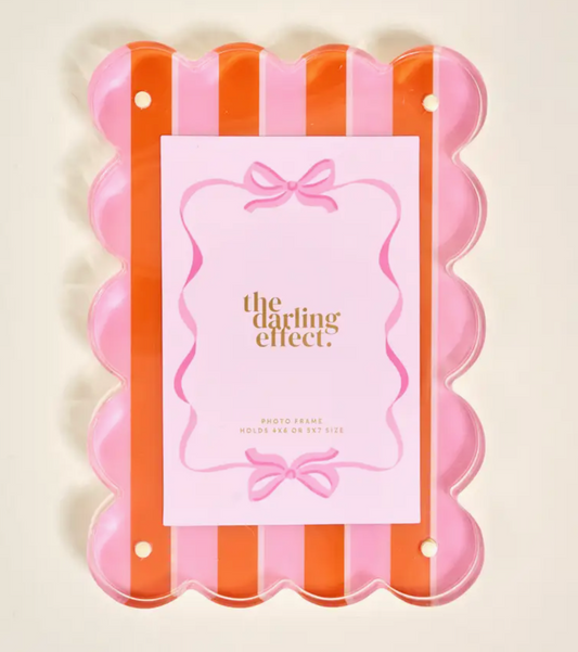 Rectangle Scalloped Acrylic Frame - Sicily Stripes Pink