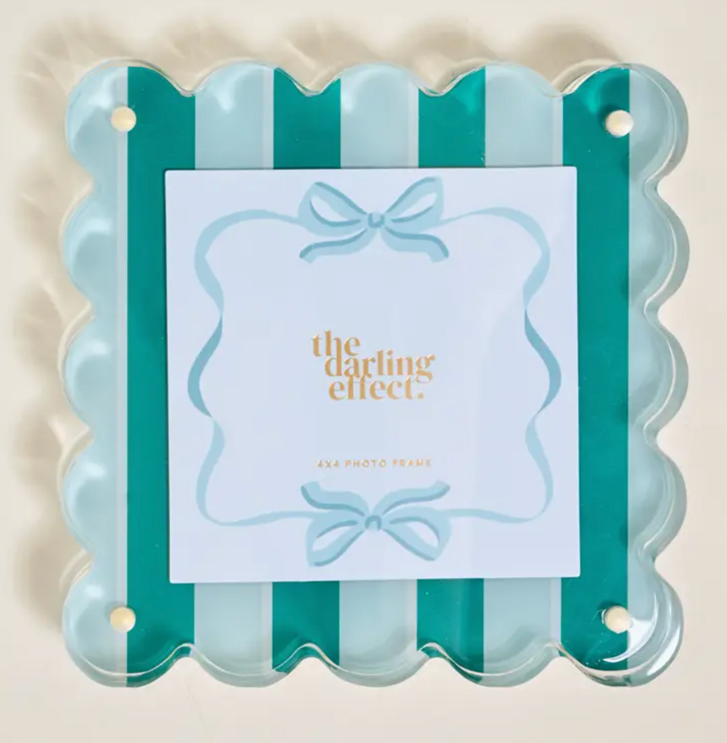 Square Scalloped Acrylic Frame - Sicily Stripes Teal