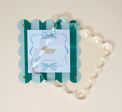 Square Scalloped Acrylic Frame - Sicily Stripes Teal