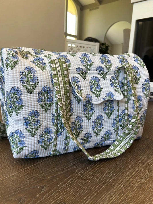 Blue Garden Quilted Duffel
