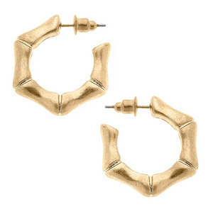 Arya Gold Bamboo Hoop Earrings