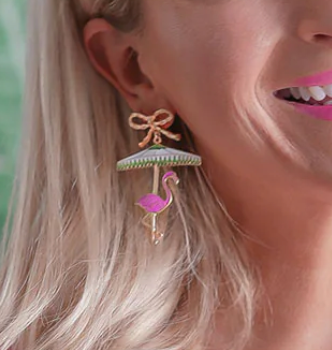 Lina Enamel Flamingo Earrings