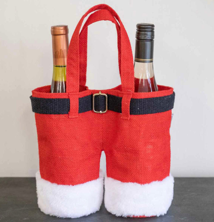 Santa Pants Double Wine Bag